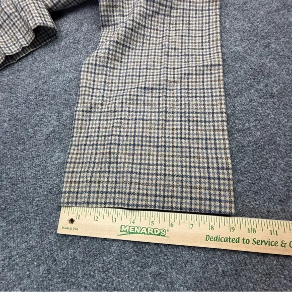 VTG Pendleton Wool Pants 32x29 60s 70s Beige Blue Plaid Check Trousers USA Made - Picture 7 of 16